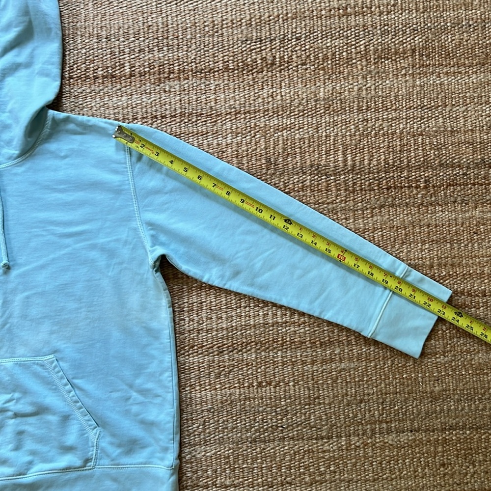 J. Crew Lightweight Garment Dyed Hoodie in Light Blue Turquoise Size L - Picture 11 of 11